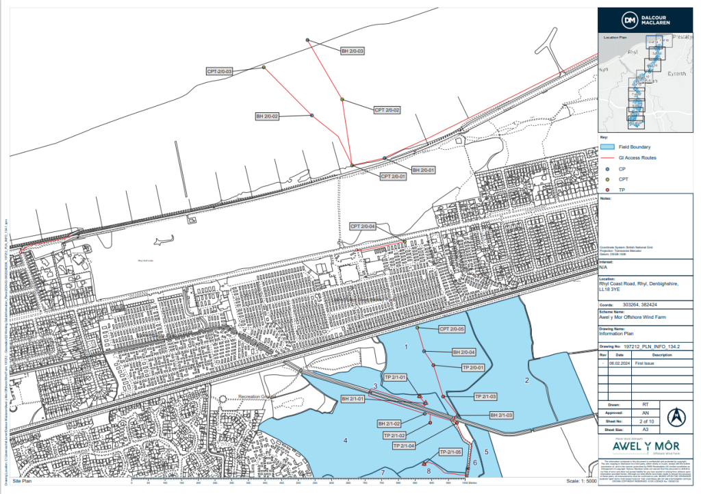 Awel y Môr Proposed Wind Farm: Update on Offshore & Onshore Site Investigations, April 5th 2024